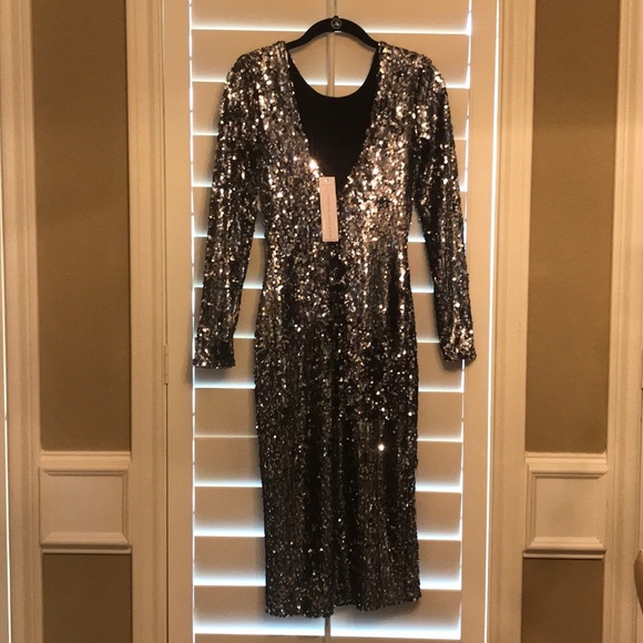 Dress the Population Natalie Silver & Black Dress - Picture 4 of 6